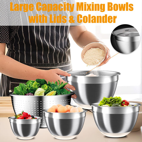 Nicdiet non-slip silicone base keeps bowls steady during mixing.