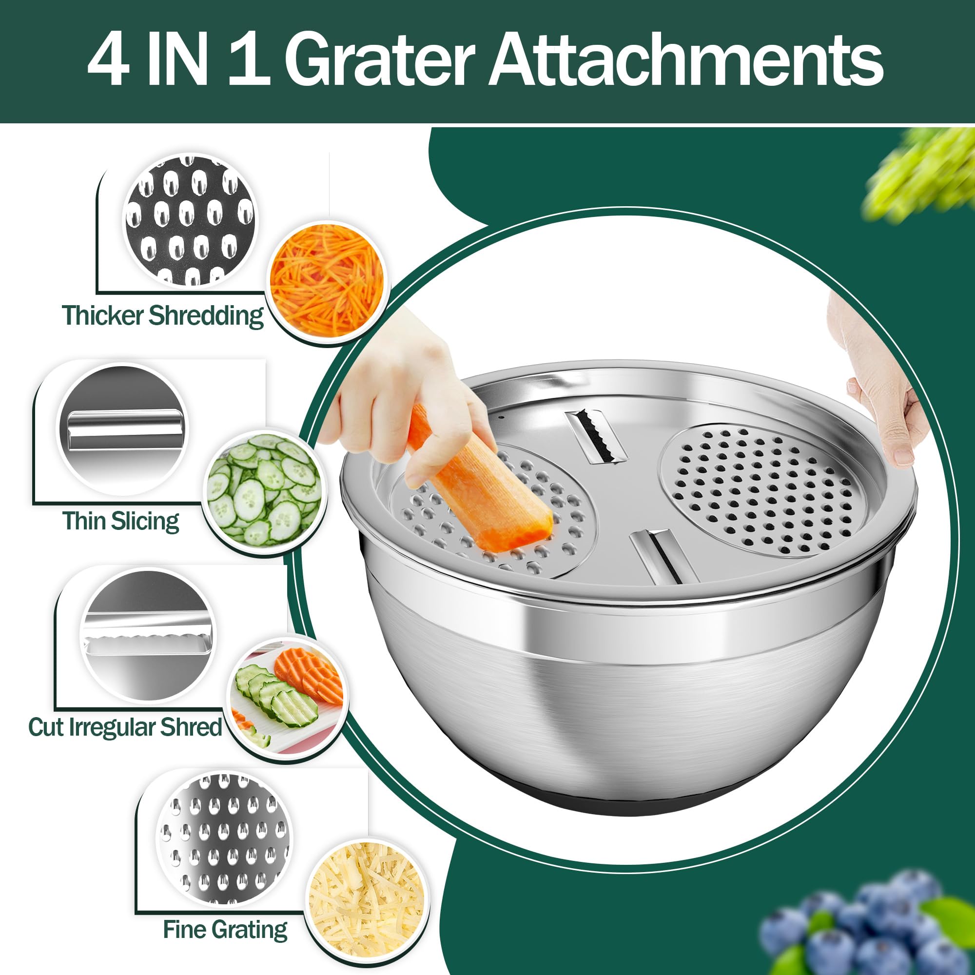 Nicdiet bowls with non-slip silicone bottoms for stable countertop prep.
