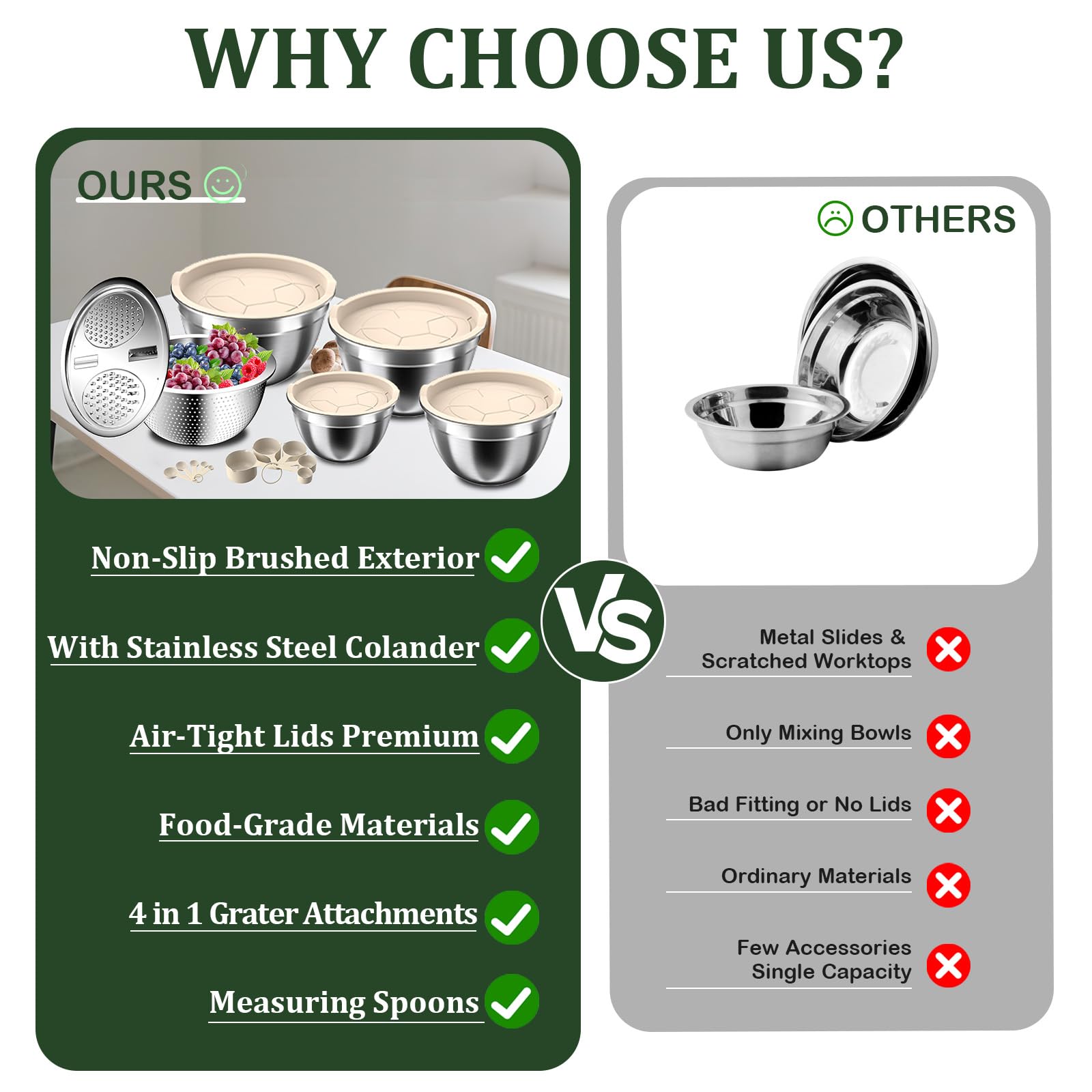 Nicdiet space-saving nesting design helps organized counters.