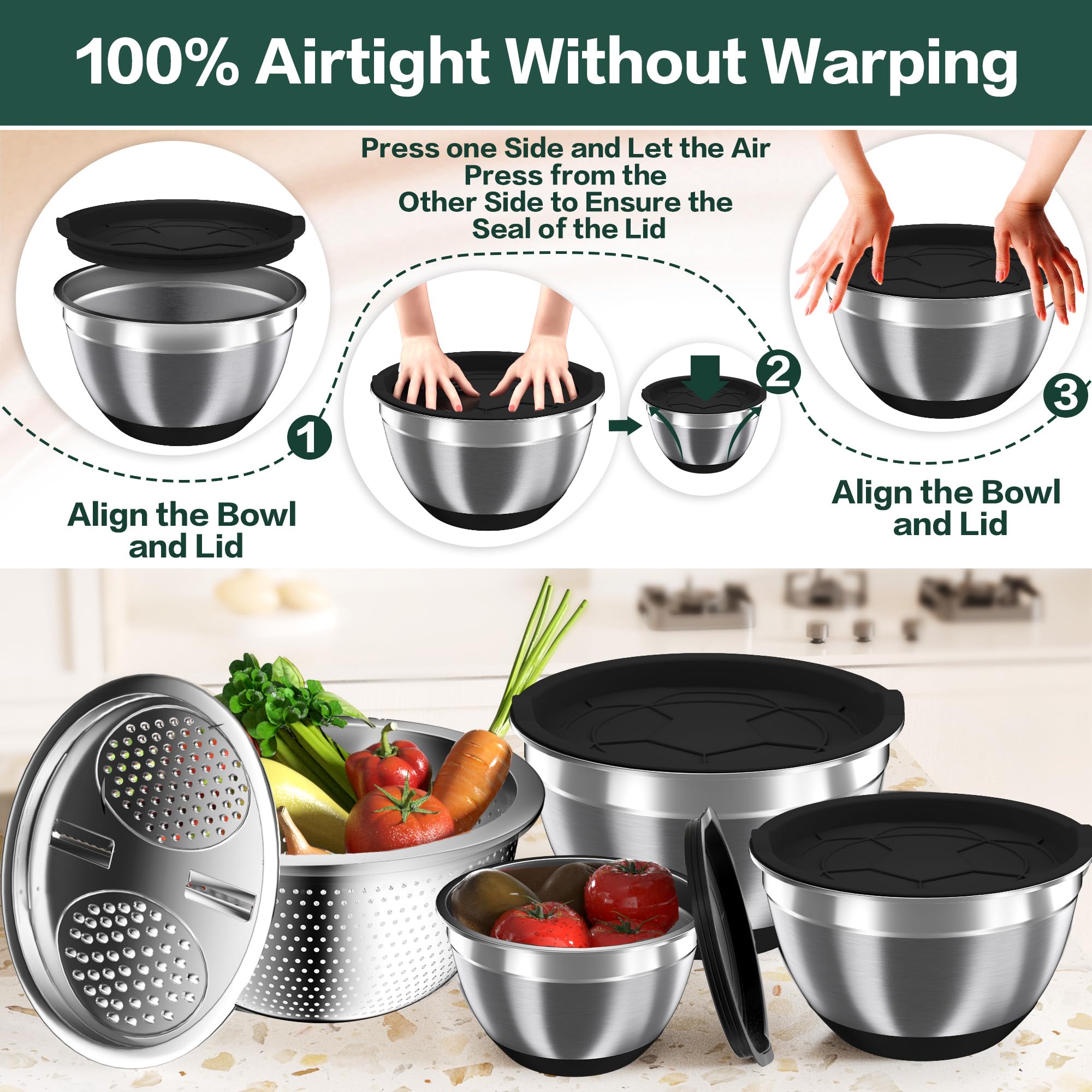 Nicdiet stainless steel nesting bowls save space and simplify organization.