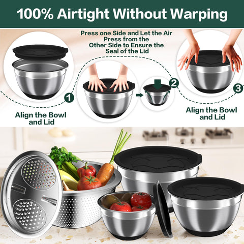 Nicdiet stainless steel nesting bowls save space and simplify organization.