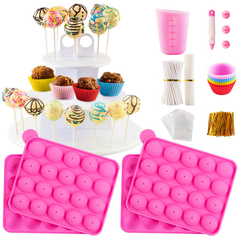 Nice Kitchen cake pop maker kit with two silicone molds for quick party treats
