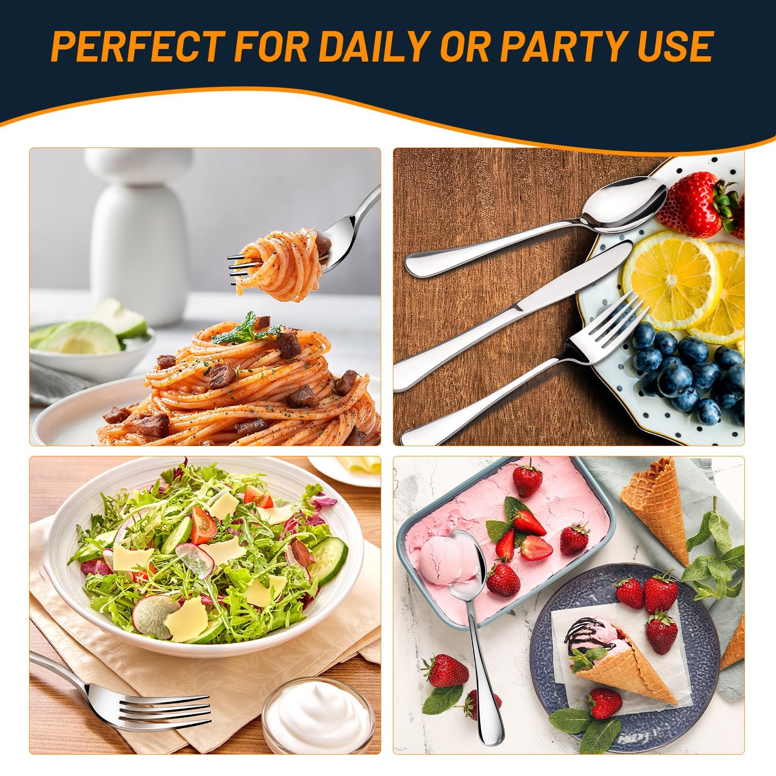 Dishwasher-safe flatware for easy cleanup after meals.