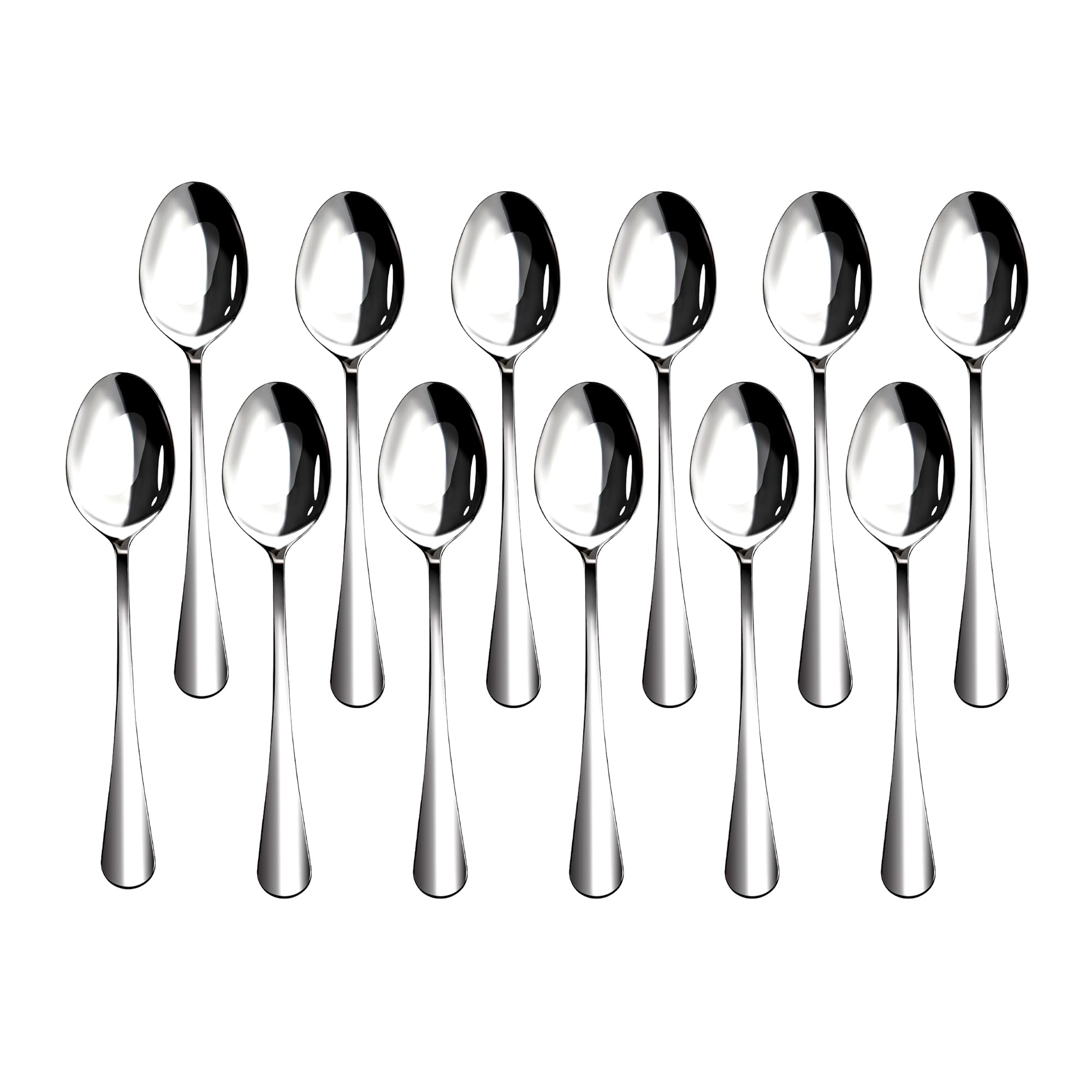 Nice Kitchen 12-piece teaspoons set with mirror polish for elegant table setting.