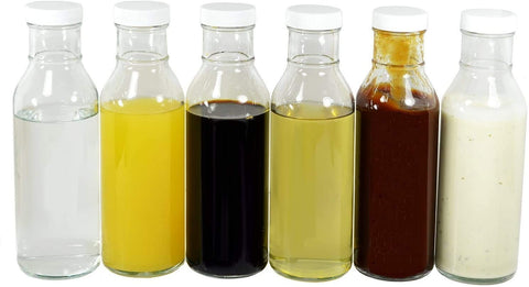 Nicebottles 12 oz bottle with black screw cap, ideal for sauces and dressings.