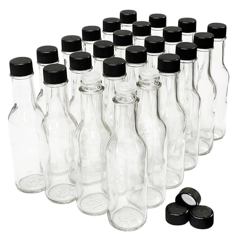 Nicebottles hot sauce bottles in clear 5oz glass for clean pouring