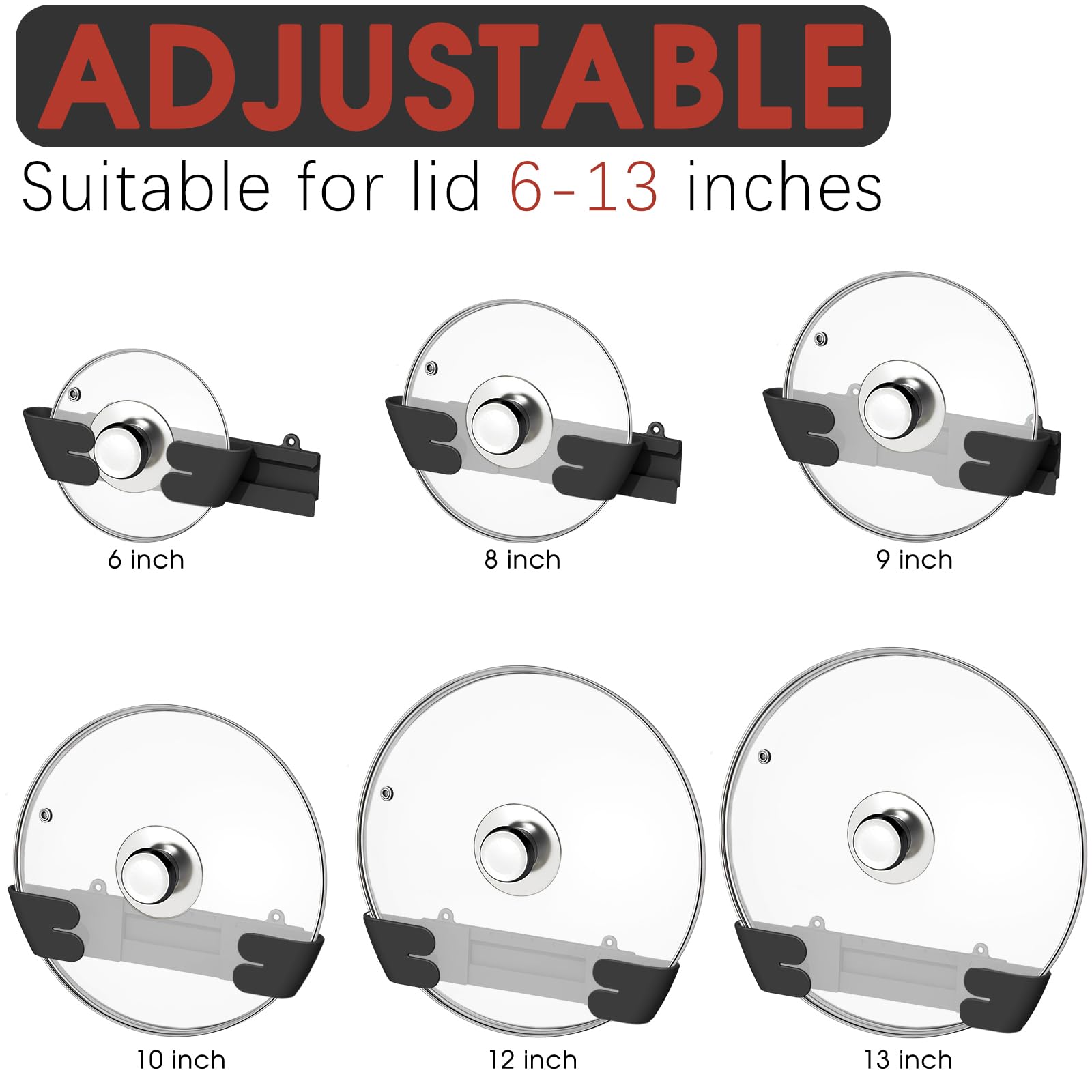 Nicejak universal lid holder fits 6 to 13 inch lids for versatile use