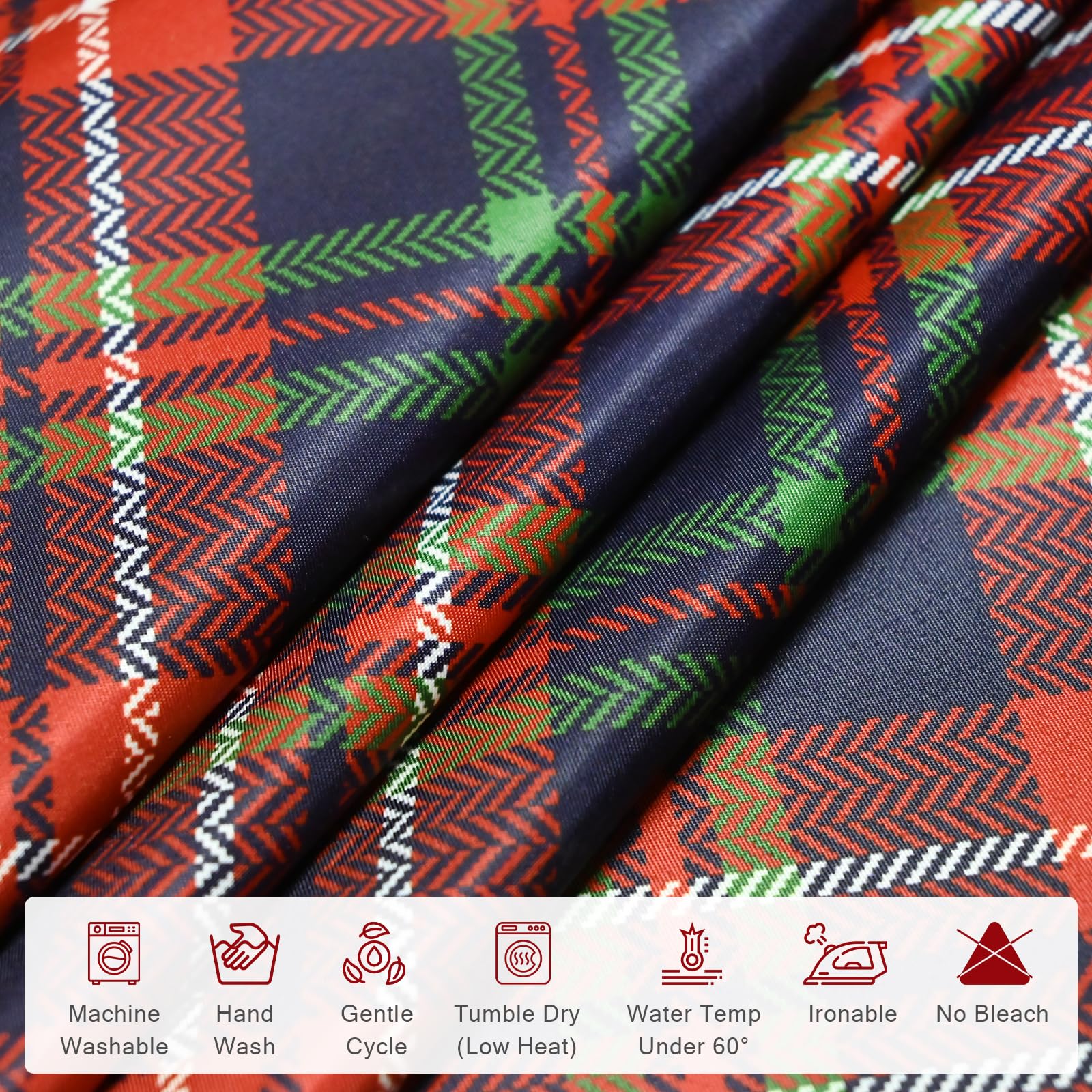 NiceTatertay Christmas tablecloth 60x104 red buffalo plaid covering a long banquet table