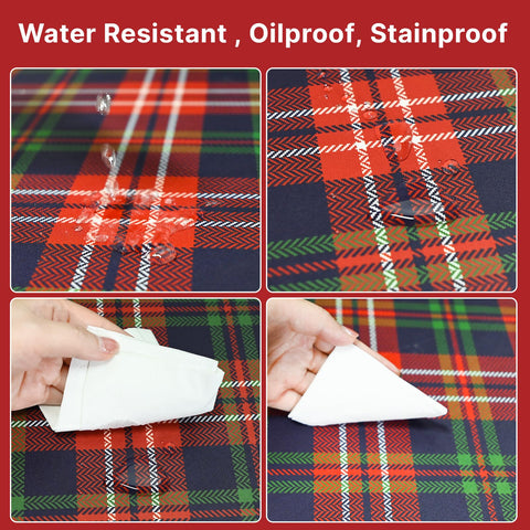NiceTatertay Christmas tablecloth 60x84 red buffalo plaid on a festive dining table