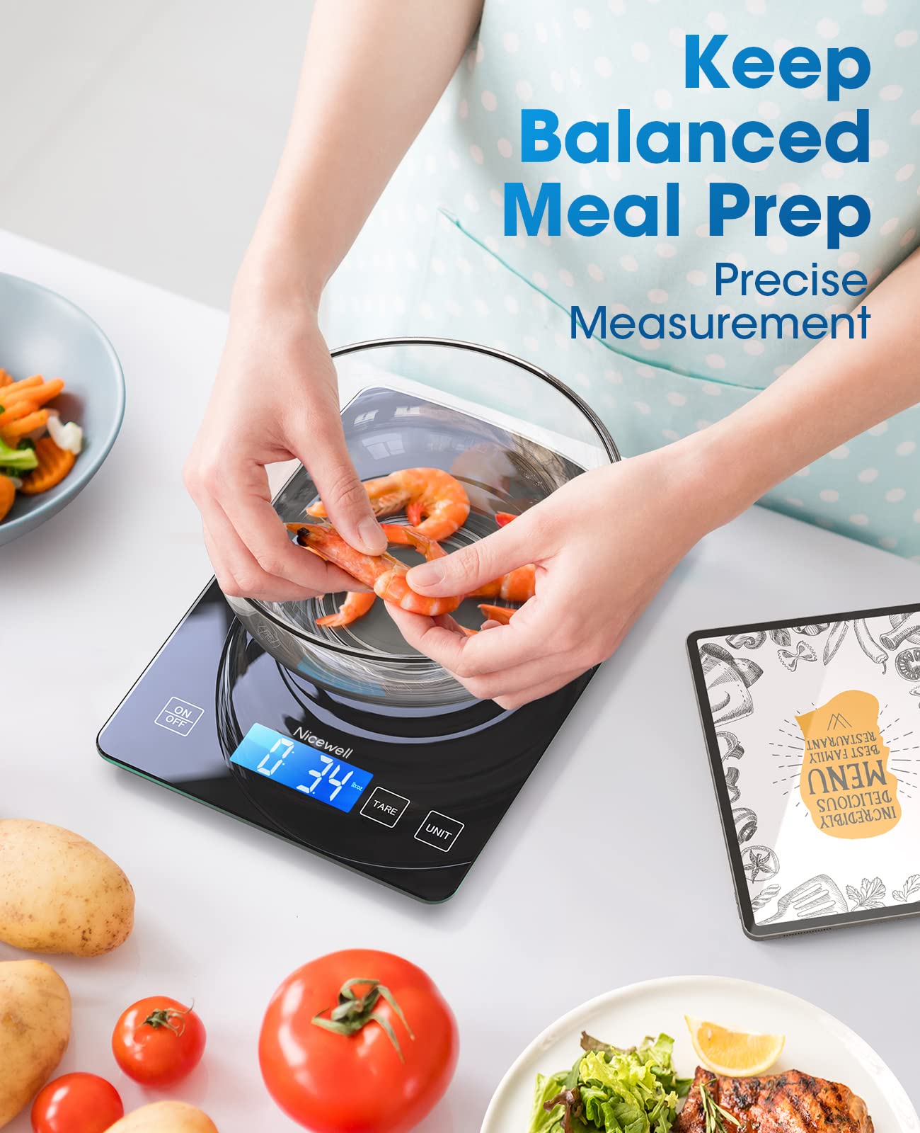 Nicewell scale shows a large LCD display for easy unit reading.