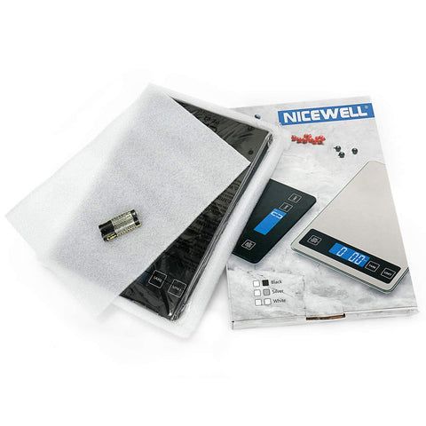 Nicewell wide weighing platform supports larger ingredients and batches.