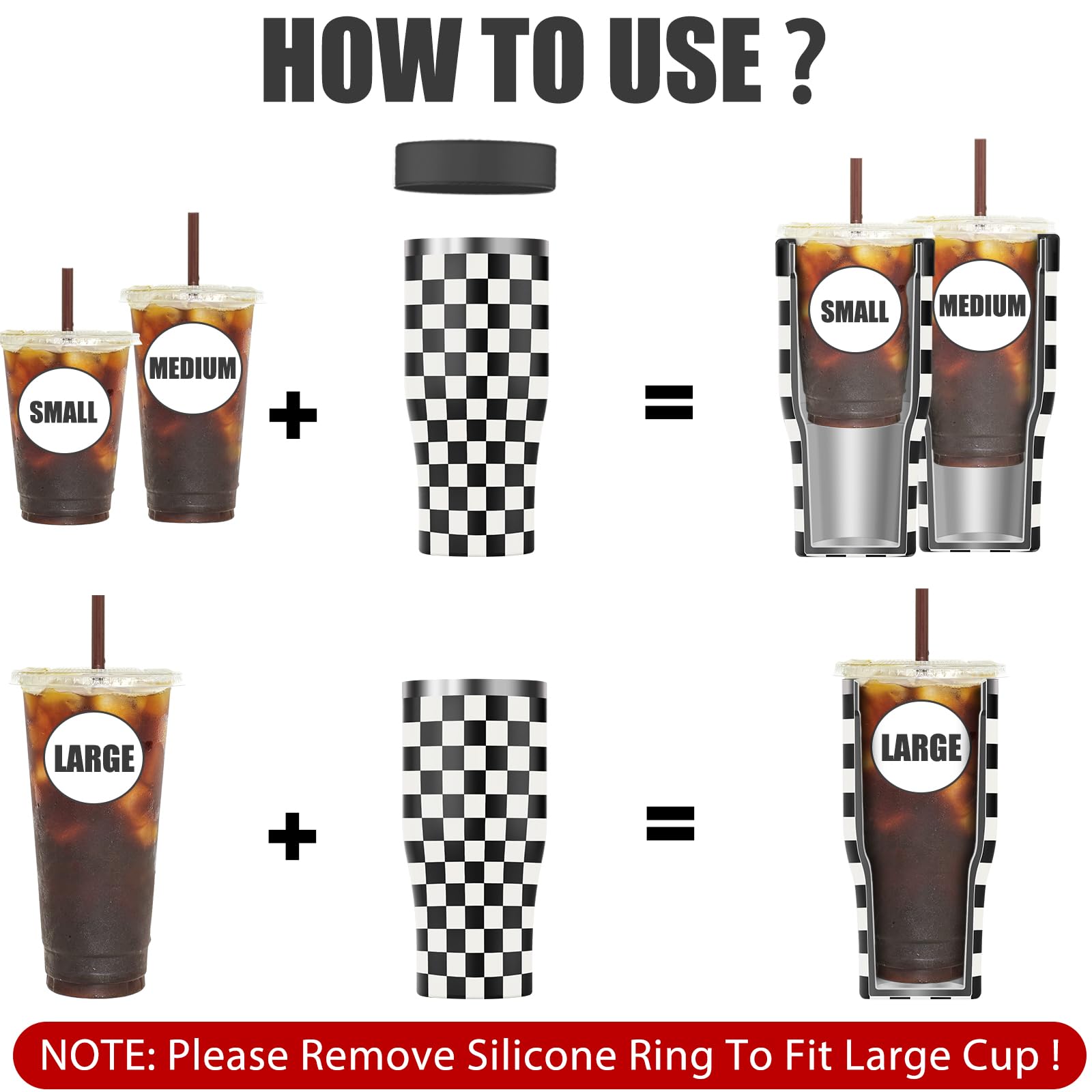 Niceyos 3-in-1 design shown on a cup, fitting multiple sizes