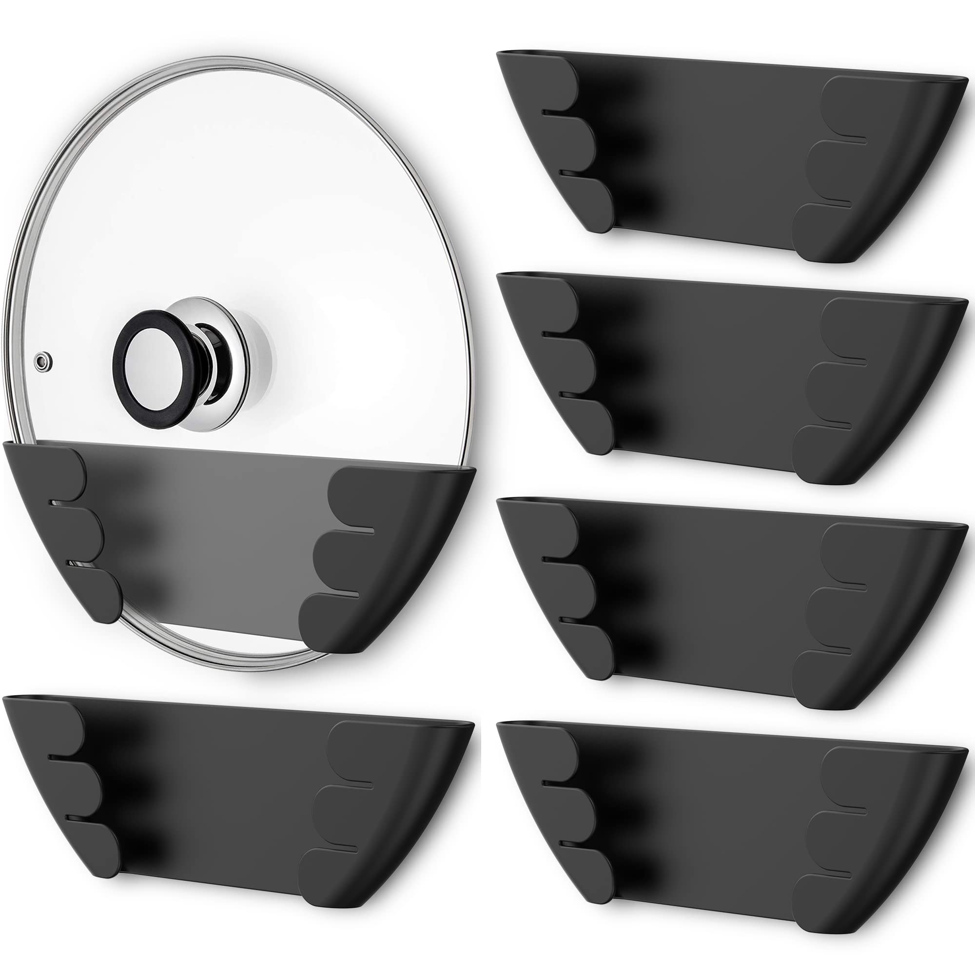 Niceyos pot lid organizer on a door mount keeps lids easily accessible.