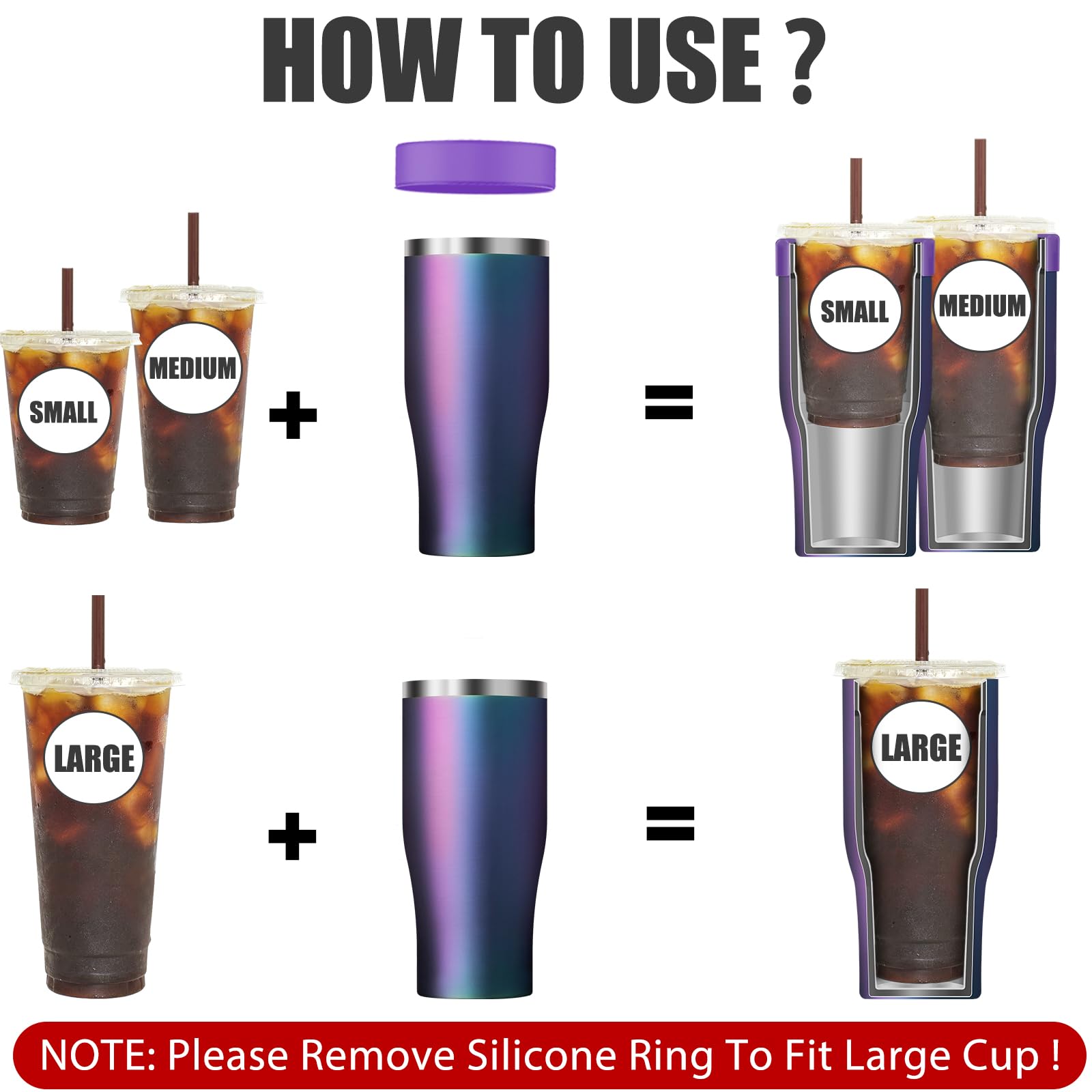 Niceyos Universal Iced Coffee Sleeve demonstrates medium-cup compatibility with easy on-the-go use.