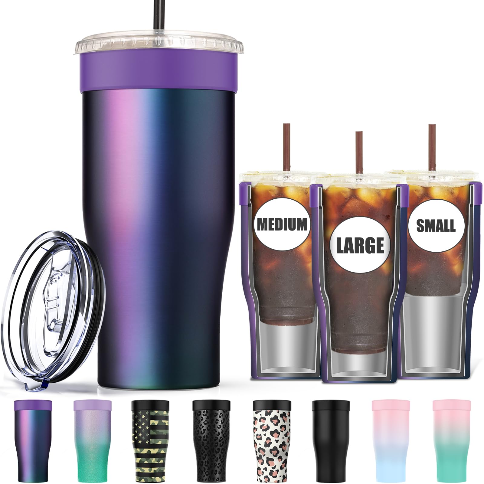 Niceyos Universal Iced Coffee Sleeve shows small-cup compatibility for popular brands.