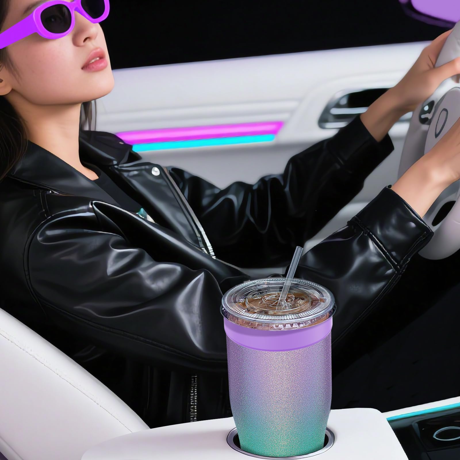 Niceyos glitter sleeve in cup holder proves travel-friendly design