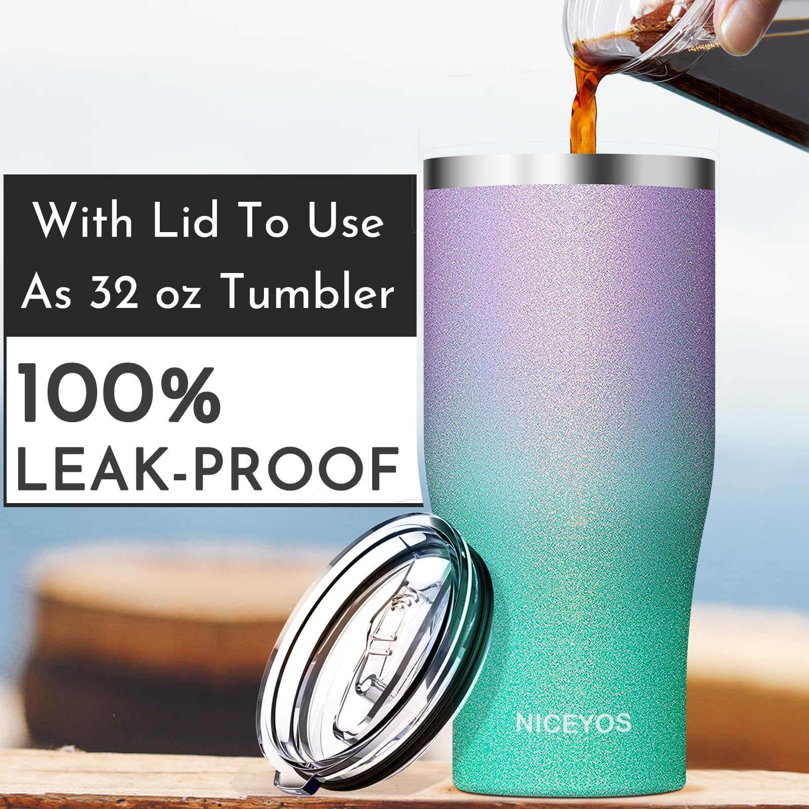 Niceyos glitter sleeve side view highlights universal cup sizing flexibility