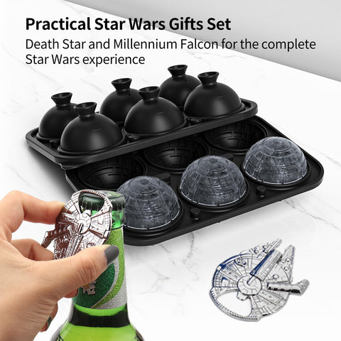 nicity 3D Death Star ice-tray shapes impressive spheres for cocktails.