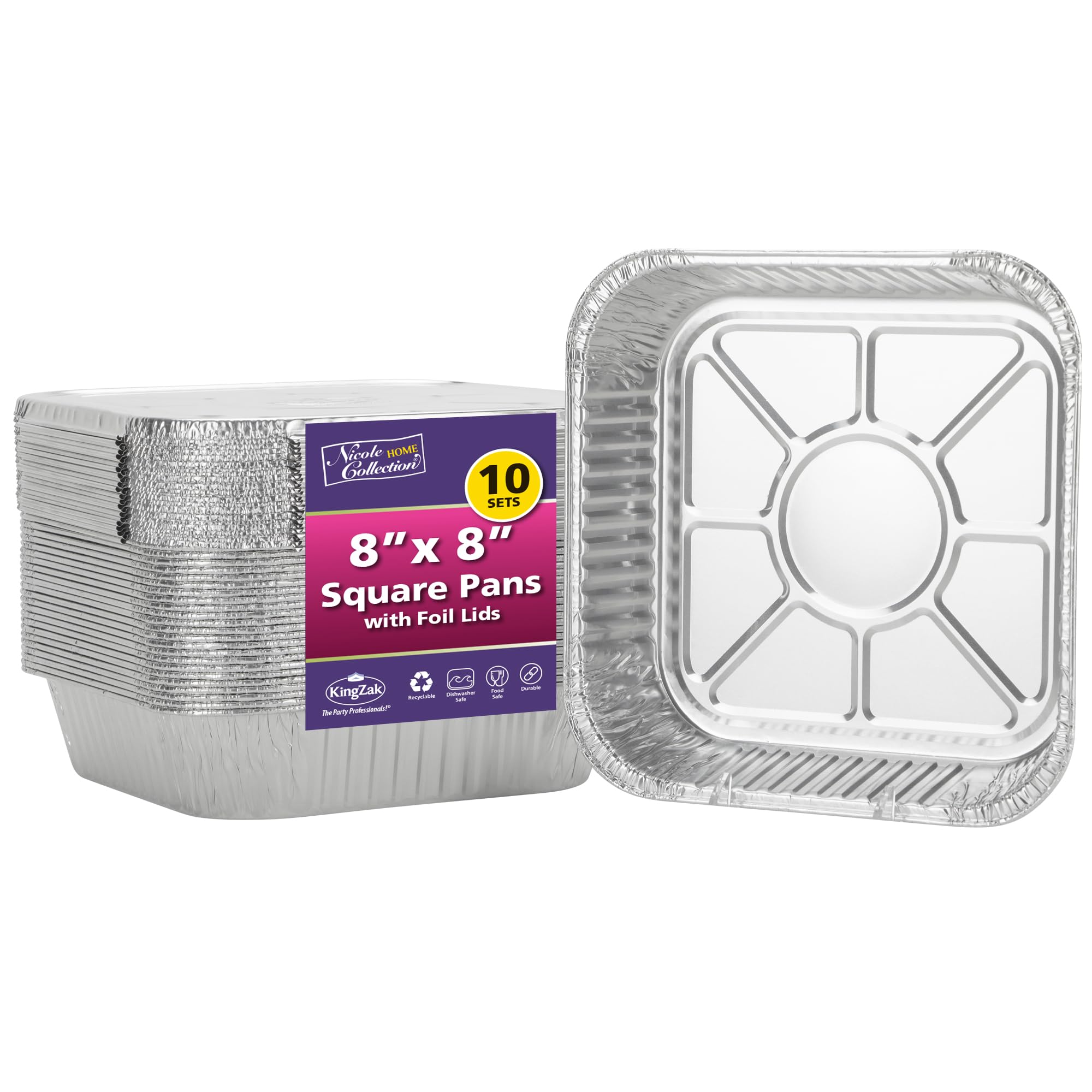 Nicole Home Collection 8x8 pans with lids for baking and easy transport.