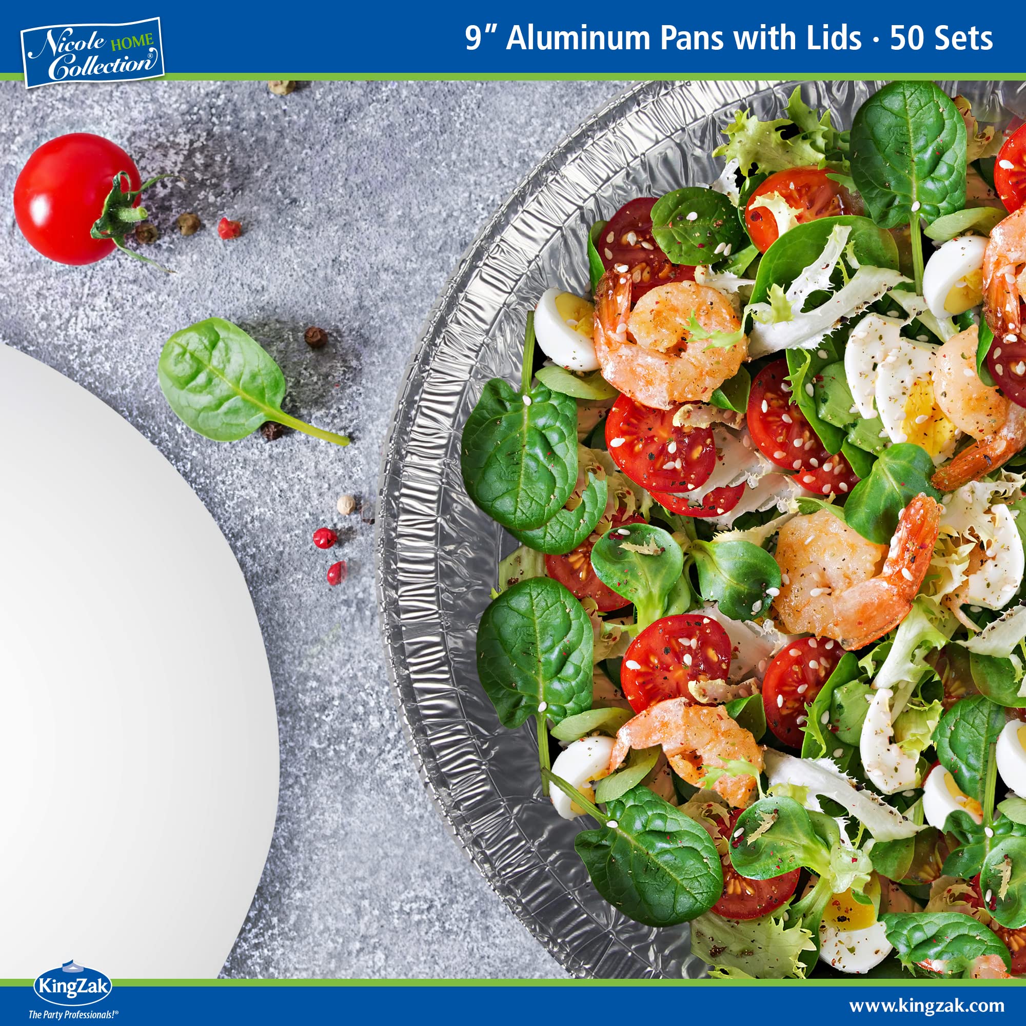 Nicole Home Collection 9-inch round cake pan with lid for easy transport.