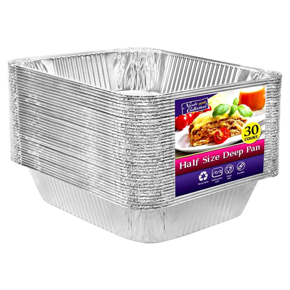Nicole Home Collection aluminum half-size pan, front view for sturdy, even-bake performance.