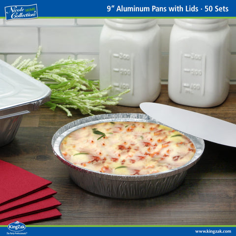 Nicole Home Collection disposable pans with lids ideal for to-go meals and events.