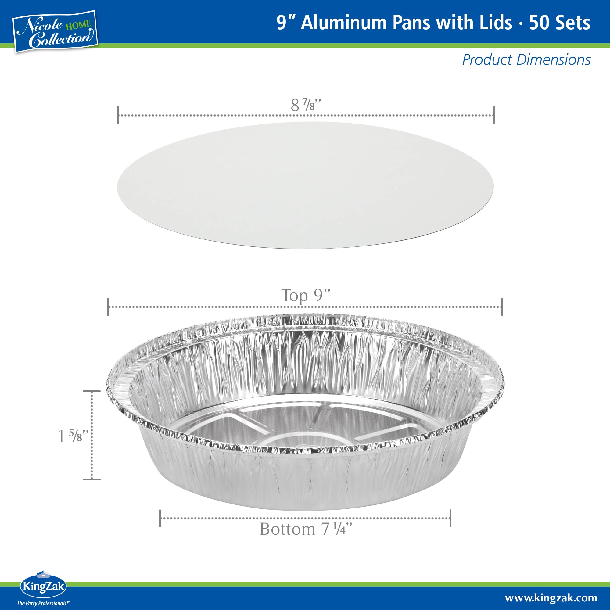 Nicole Home Collection foil pans 9-inch round with open lid ready for baking.