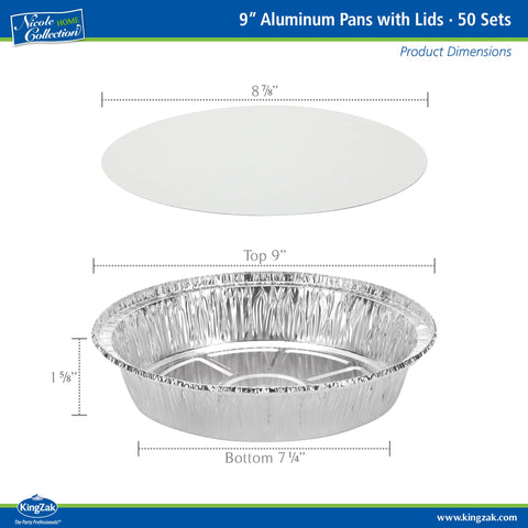 Nicole Home Collection foil pans 9-inch round with open lid ready for baking.