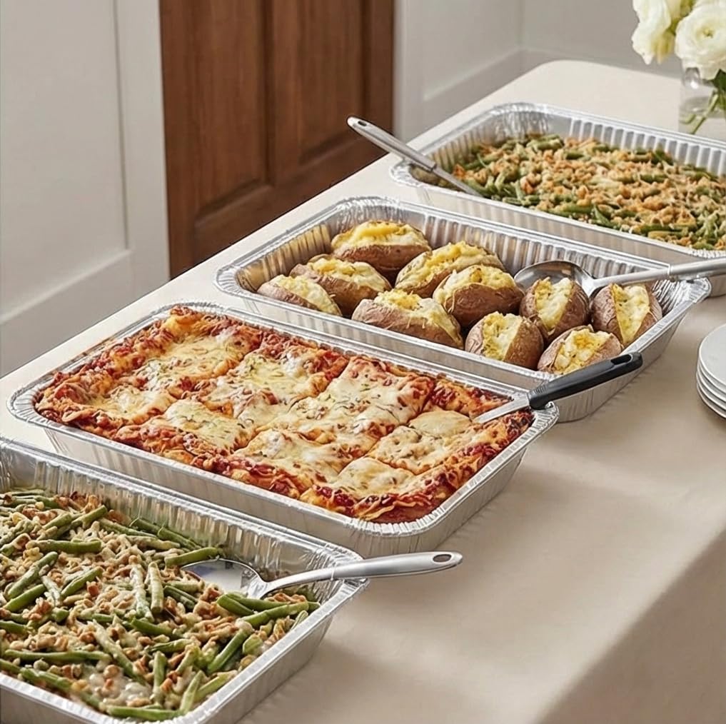 Nicole Home Collection nonstick foil pan minimizes sticking and oil usage.