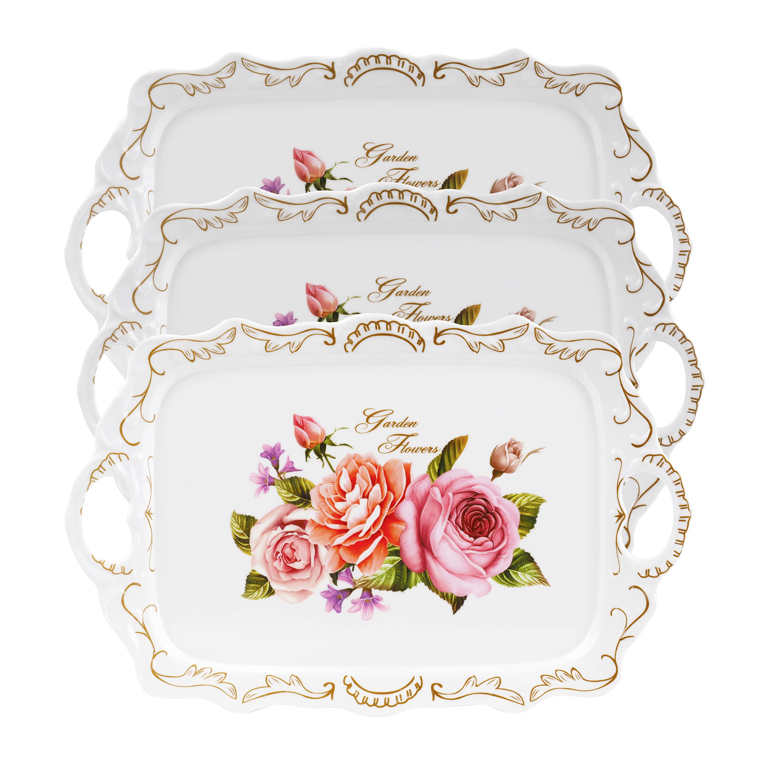 Nicunom 3-pack serving trays with handles for easy transport and stylish presentation.