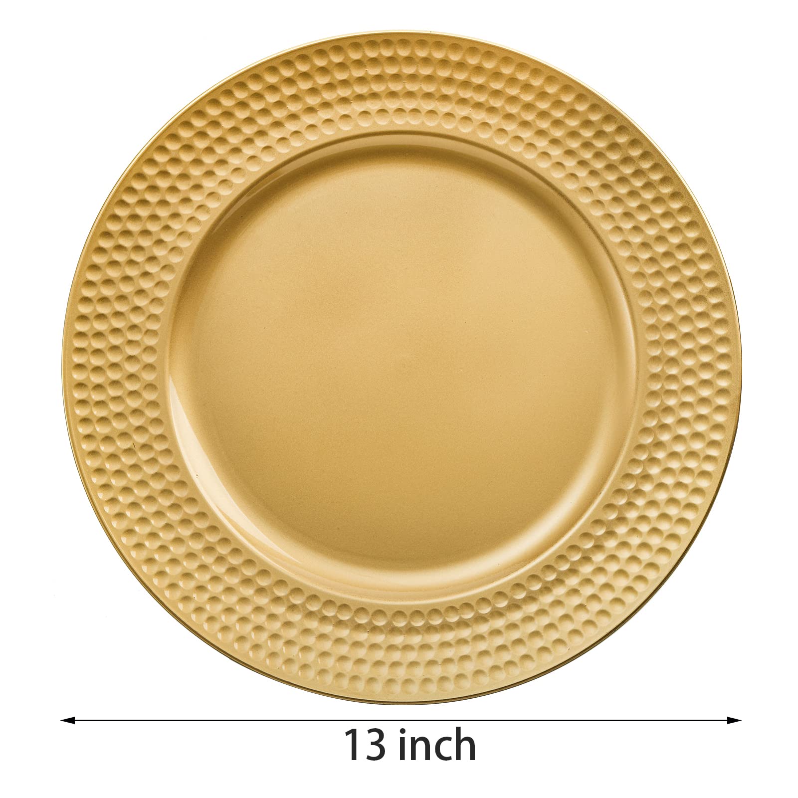 Nicunom 12-pack gold charger plates ready to elevate banquet table decor.