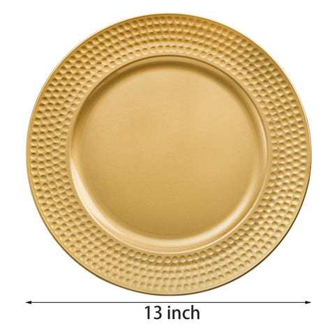 Nicunom 12-pack gold charger plates ready to elevate banquet table decor.