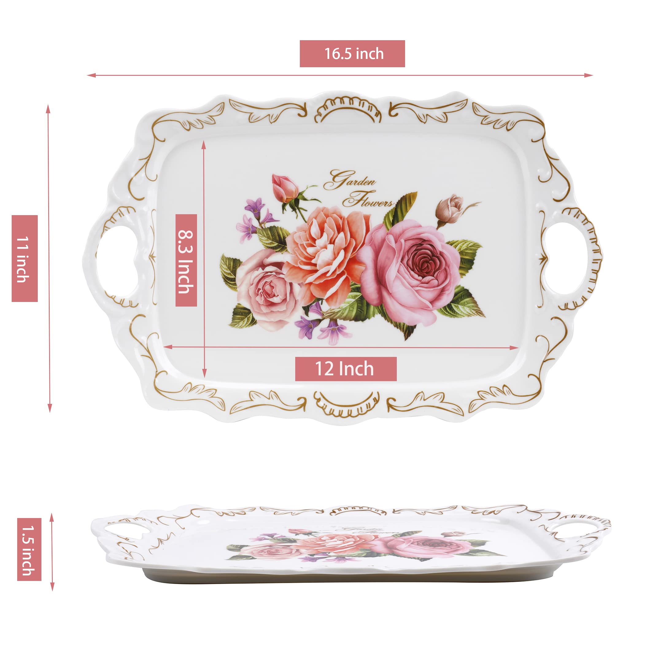 Nicunom rectangular floral trays for elegant table styling.