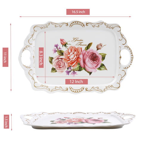 Nicunom rectangular floral trays for elegant table styling.