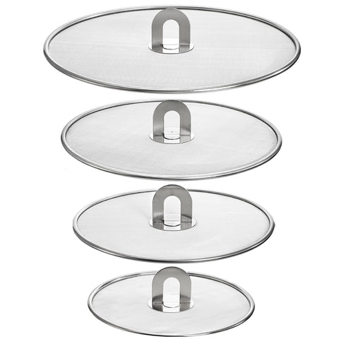 Nicunom splatter screen 8-inch on pot reduces oil splatter and keeps stovetop clean