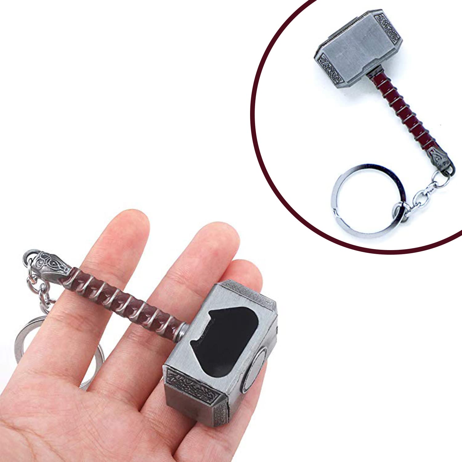 Nidavellir hammer keychain bottle opener overall shot demonstrates portability