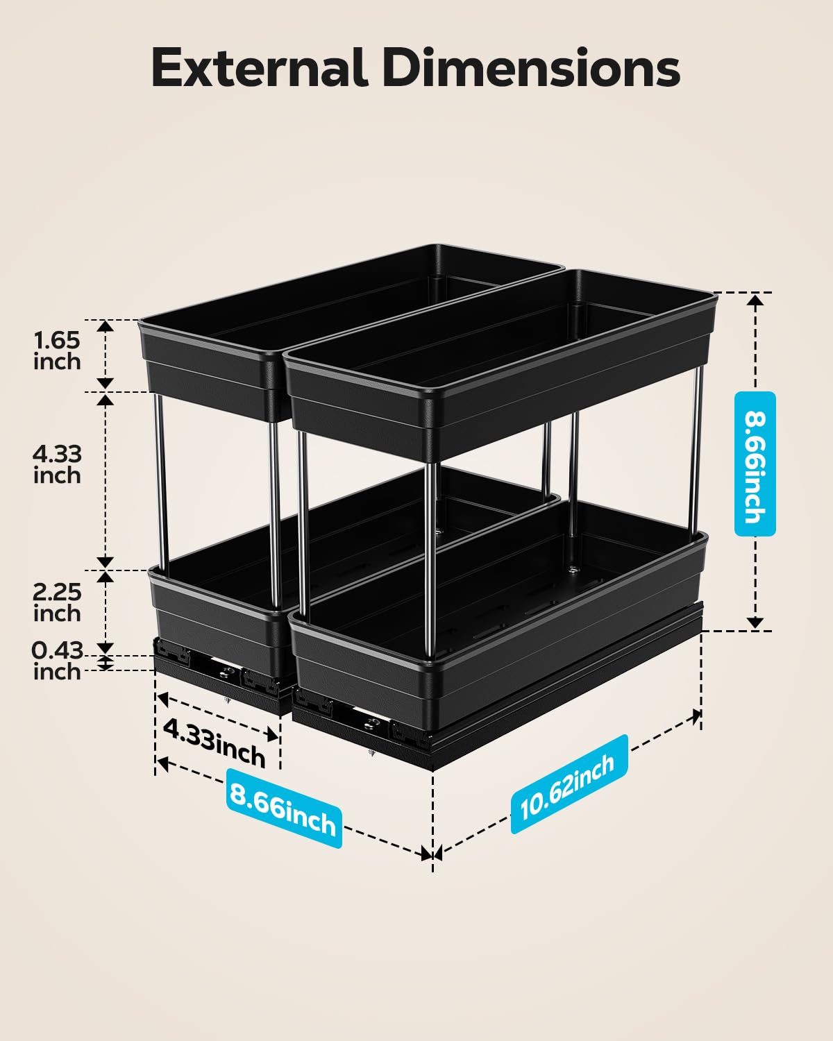 Nieifi spice rack fits over cabinet lip without scraping finishes.