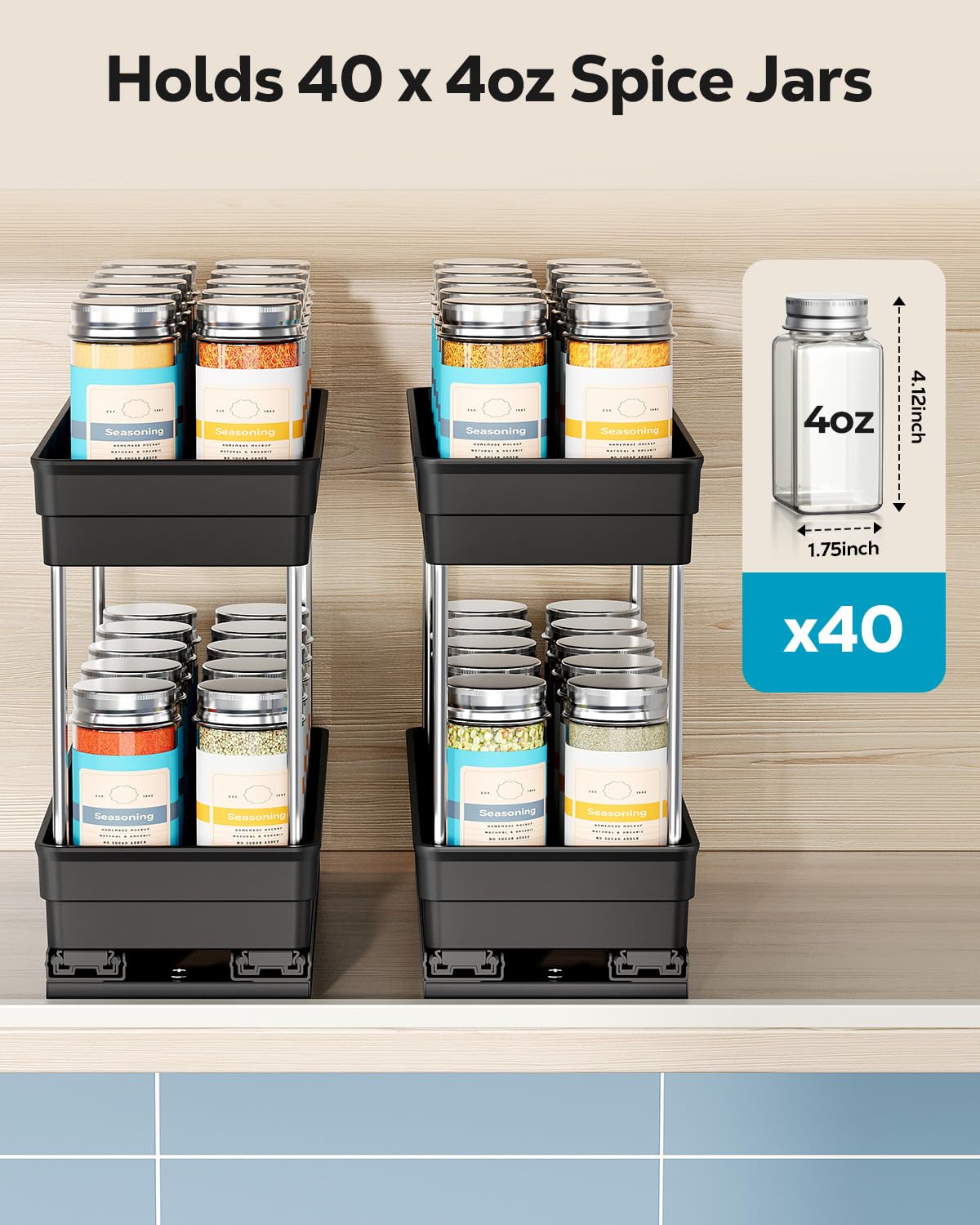 Nieifi spice rack includes hardware for easy setup.