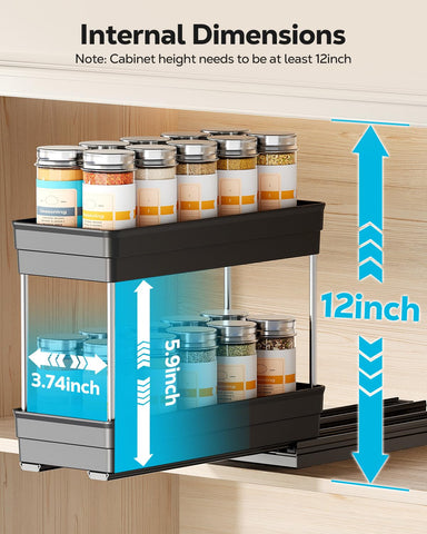 Nieifi spice rack glides smoothly for quick spice access.