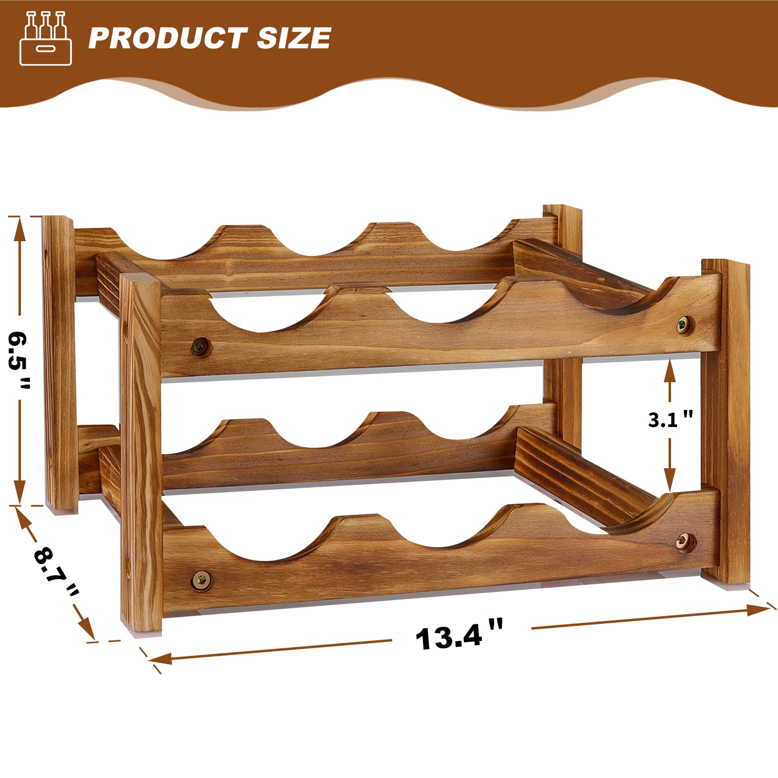 Niep wooden wine rack compact design shown on kitchen counter saving space
