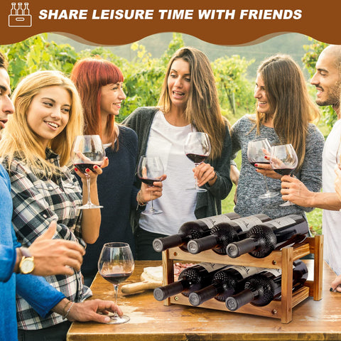 Niep wooden finish eco-friendly wine rack highlights warm tones in dining room