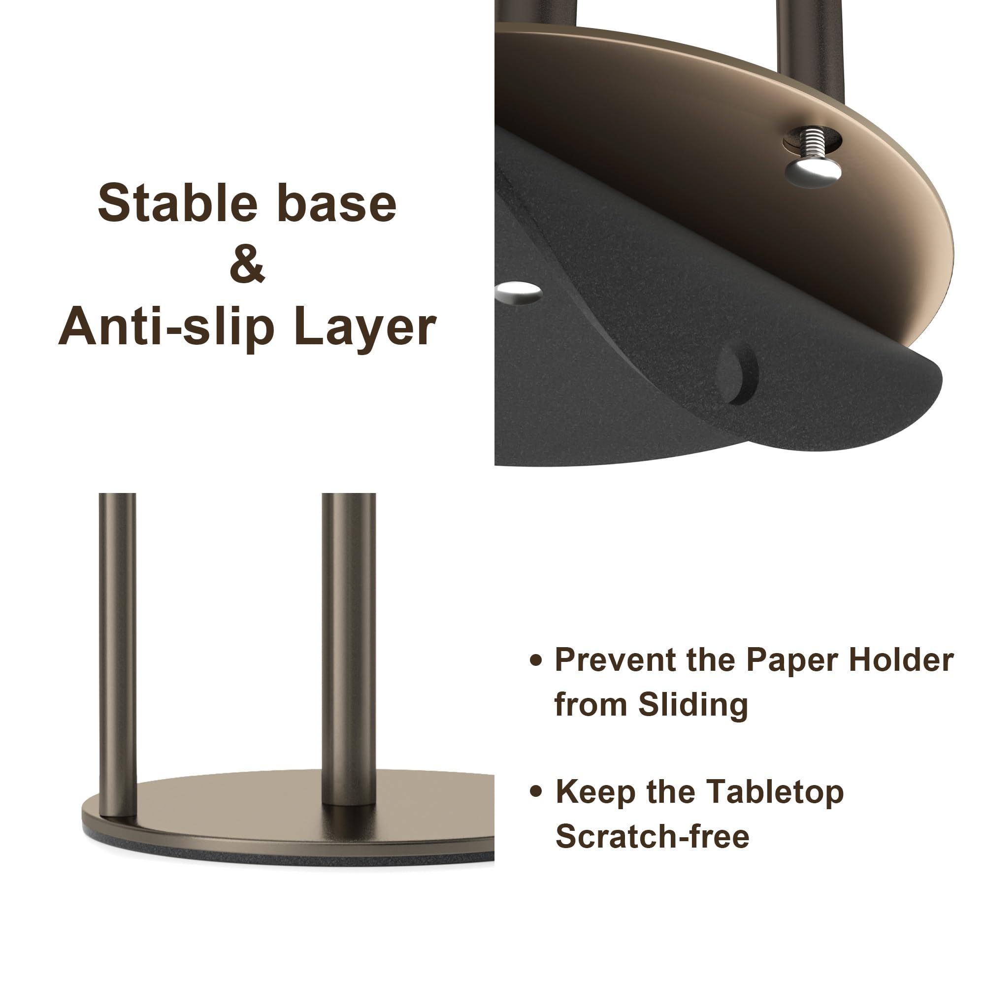 Niffgaff bronze kitchen paper holder silicone pad protects countertops from scratches