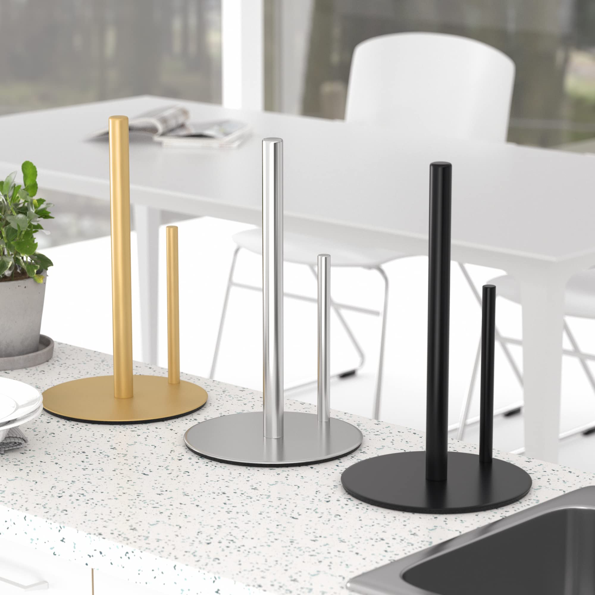 Gold finish complements modern kitchens and stainless steel accents.