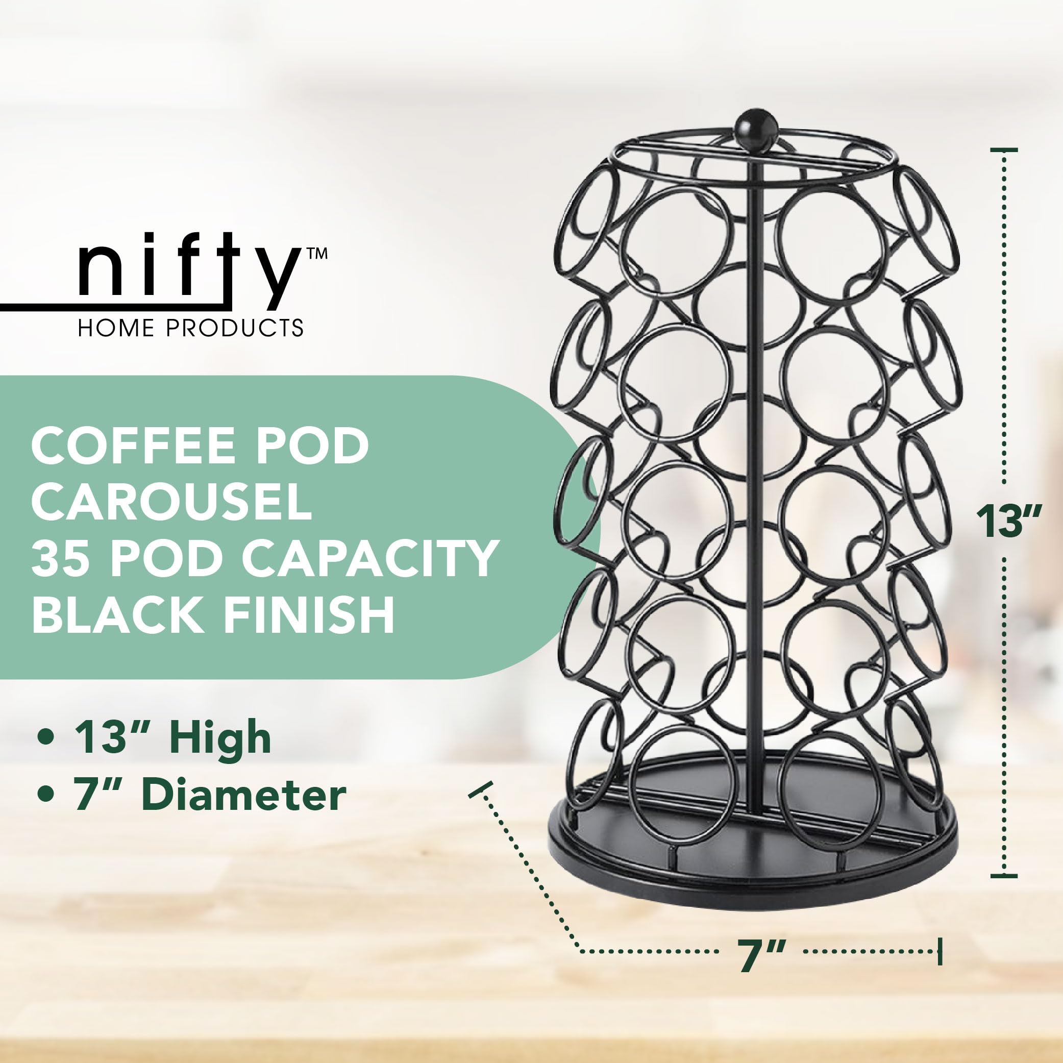 Modern black design complements any kitchen or office coffee corner.