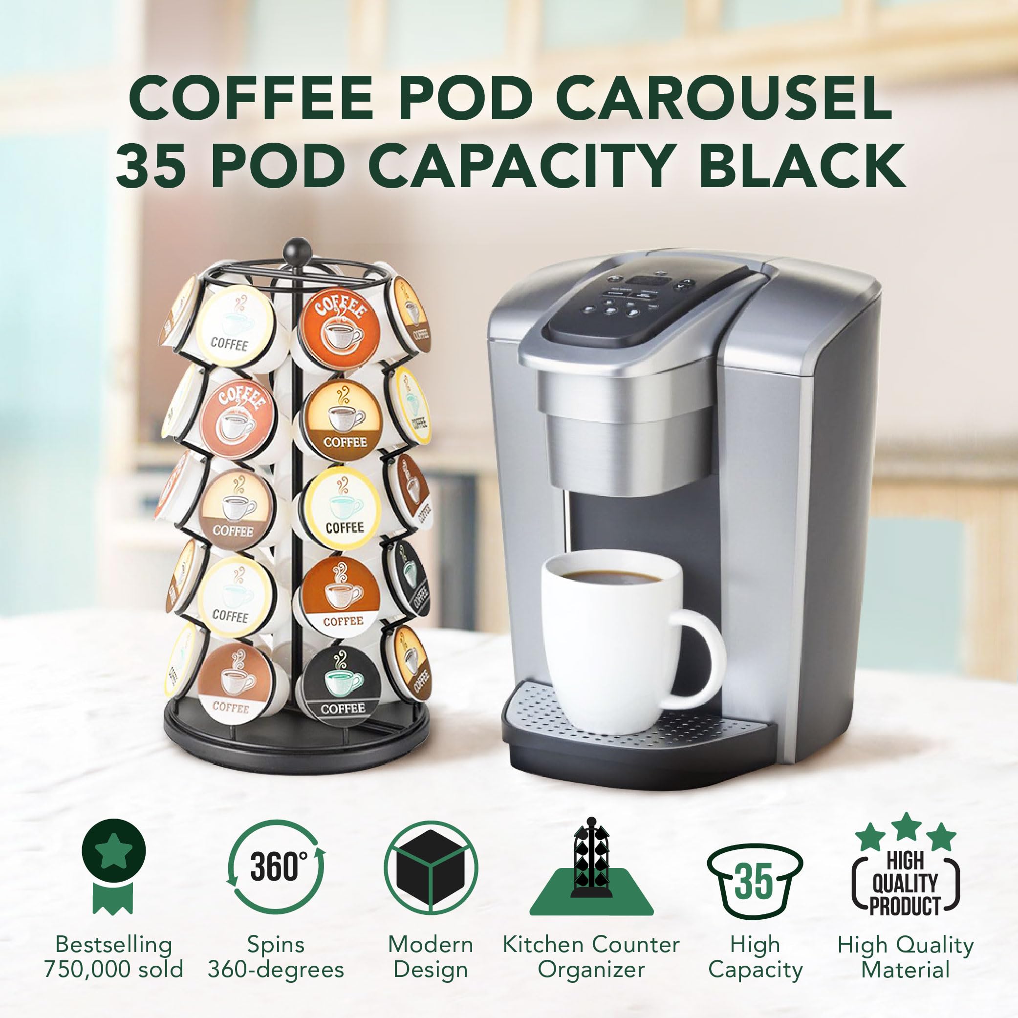 13-inch height and 7-inch diameter for compact counter use.