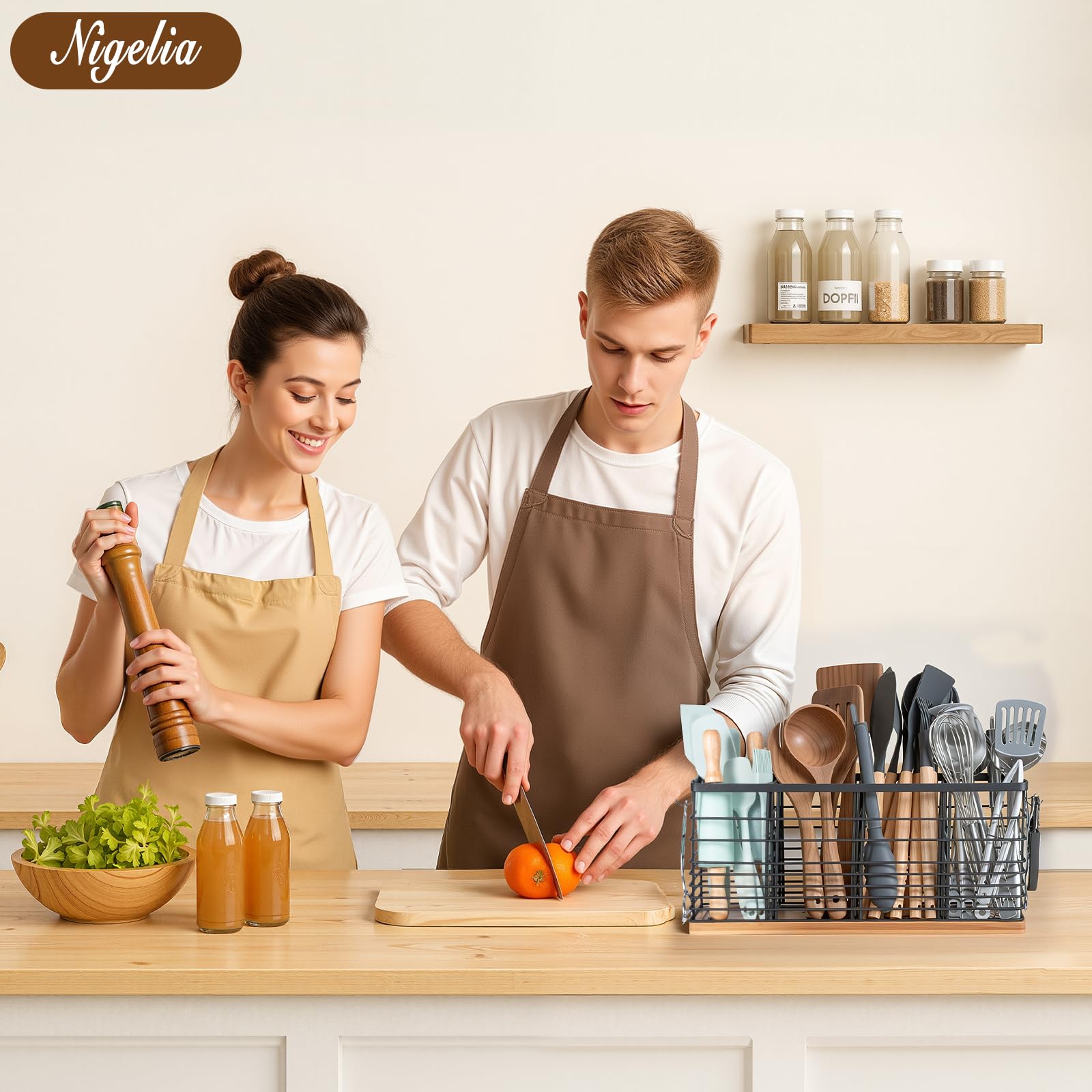 Nigelia kitchen organizer showing multiple compartments for utensils