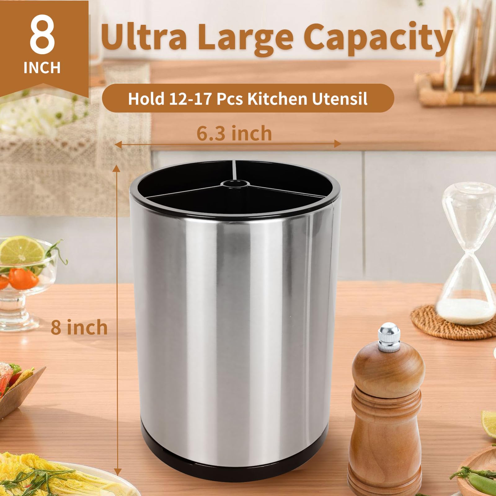 Nigelia utensil caddy with removable top lid for organized storage.