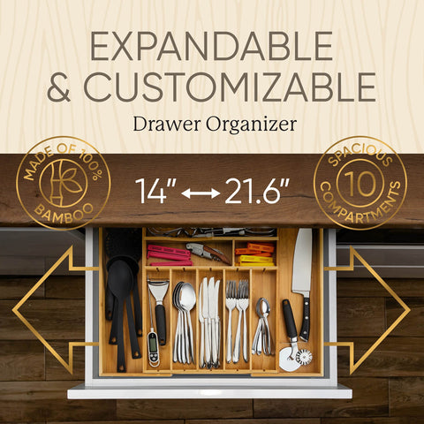 Night Tree reinforced-base wood organizer supports heavy silverware without cracking.