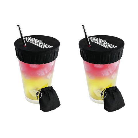 Nightcap keychain with pull-out drink cover protects your drink on the go.