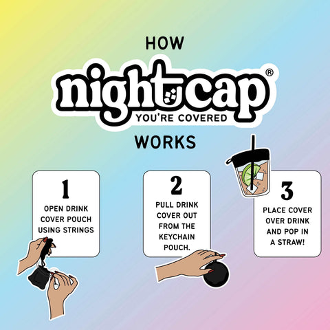 Stretchy Nightcap cover fits a wide range of cups and glasses.
